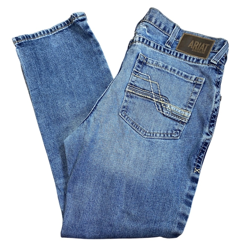 Ariat M4 Relaxed Straight Leg Jeans Mens 38x32 Denim Blue Workwear Western - Picture 7 of 12